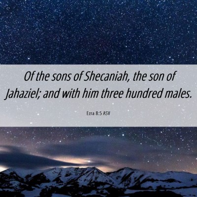 Picture 06 - Ezra 8:5 ASV - Of the sons of Shecaniah, the son of Jahaziel; - Bible Verse Picture