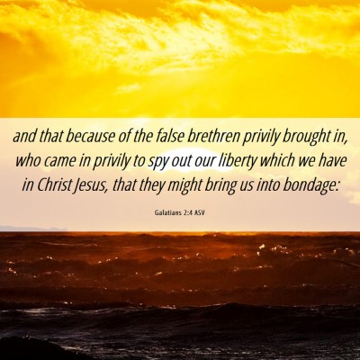 Picture 06 - Galatians 2:4 ASV - and that because of the false brethren privily - Bible Verse Picture