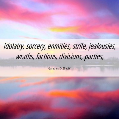 Picture 06 - Galatians 5:20 ASV - idolatry, sorcery, enmities, strife, jealousies, - Bible Verse Picture