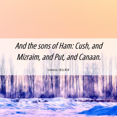 Picture 06 - Genesis 10:6 ASV - And the sons of Ham: Cush, and Mizraim, and Put, - Bible Verse Picture