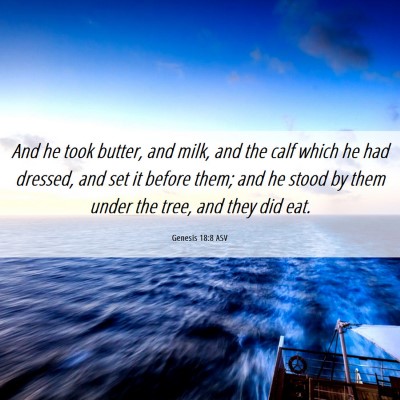 Picture 06 - Genesis 18:8 ASV - And he took butter, and milk, and the calf which - Bible Verse Picture