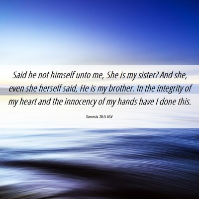 Picture 06 - Genesis 20:5 ASV - Said he not himself unto me, She is my sister? - Bible Verse Picture