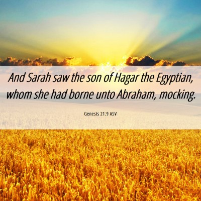 Picture 06 - Genesis 21:9 ASV - And Sarah saw the son of Hagar the Egyptian, whom - Bible Verse Picture