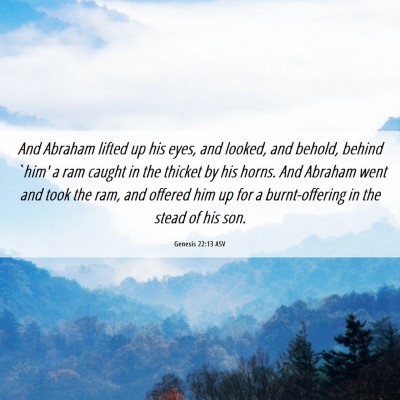Picture 06 - Genesis 22:13 ASV - And Abraham lifted up his eyes, and looked, and - Bible Verse Picture