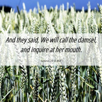 Picture 06 - Genesis 24:57 ASV - And they said, We will call the damsel, and - Bible Verse Picture