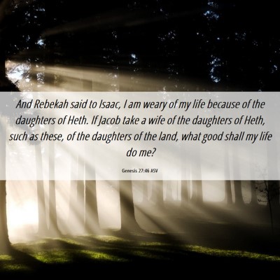 Picture 06 - Genesis 27:46 ASV - And Rebekah said to Isaac, I am weary of my life - Bible Verse Picture