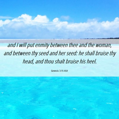 Picture 06 - Genesis 3:15 ASV - and I will put enmity between thee and the woman, - Bible Verse Picture