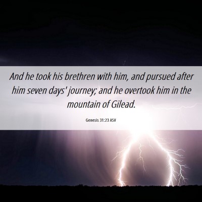 Picture 06 - Genesis 31:23 ASV - And he took his brethren with him, and pursued - Bible Verse Picture