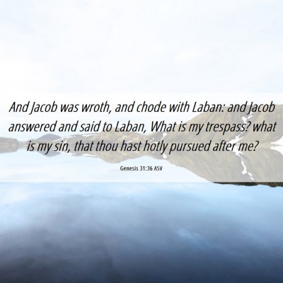Picture 06 - Genesis 31:36 ASV - And Jacob was wroth, and chode with Laban: and - Bible Verse Picture