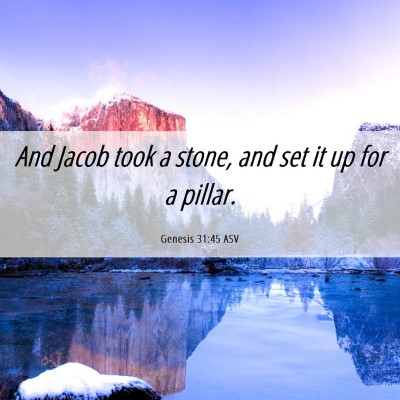 Picture 06 - Genesis 31:45 ASV - And Jacob took a stone, and set it up for a - Bible Verse Picture