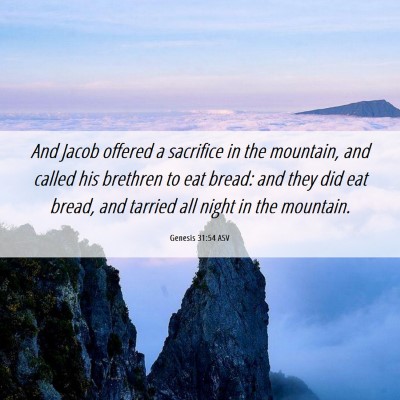 Picture 06 - Genesis 31:54 ASV - And Jacob offered a sacrifice in the mountain, - Bible Verse Picture