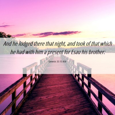 Picture 06 - Genesis 32:13 ASV - And he lodged there that night, and took of that - Bible Verse Picture
