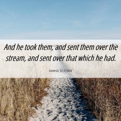Picture 06 - Genesis 32:23 ASV - And he took them, and sent them over the stream, - Bible Verse Picture