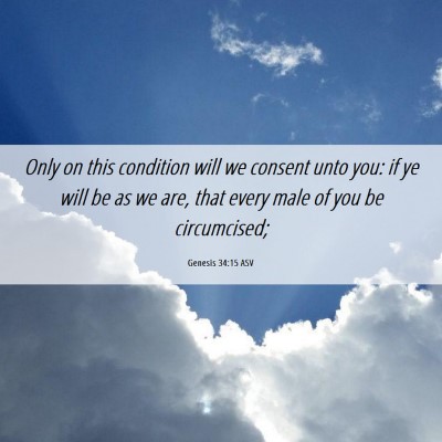 Picture 06 - Genesis 34:15 ASV - Only on this condition will we consent unto you: - Bible Verse Picture