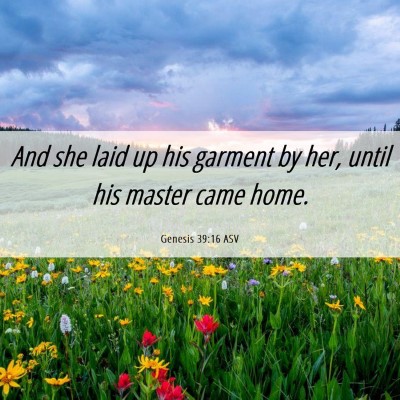 Picture 06 - Genesis 39:16 ASV - And she laid up his garment by her, until his - Bible Verse Picture