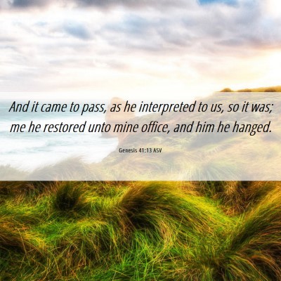 Picture 06 - Genesis 41:13 ASV - And it came to pass, as he interpreted to us, so - Bible Verse Picture