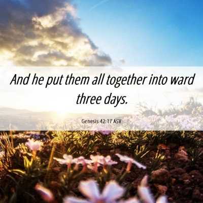 Picture 06 - Genesis 42:17 ASV - And he put them all together into ward three - Bible Verse Picture