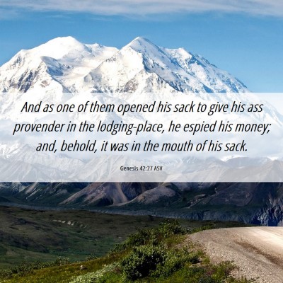 Picture 06 - Genesis 42:27 ASV - And as one of them opened his sack to give his - Bible Verse Picture