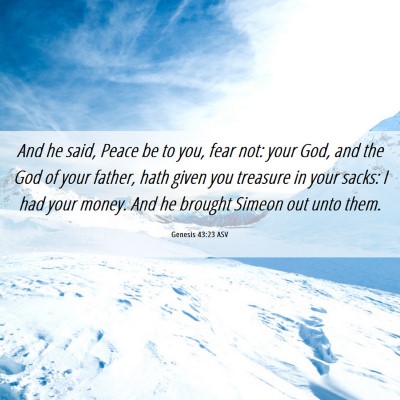 Picture 06 - Genesis 43:23 ASV - And he said, Peace be to you, fear not: your God, - Bible Verse Picture