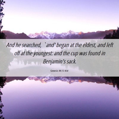 Picture 06 - Genesis 44:12 ASV - And he searched, `and' began at the eldest, and - Bible Verse Picture