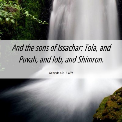 Picture 06 - Genesis 46:13 ASV - And the sons of Issachar: Tola, and Puvah, and - Bible Verse Picture
