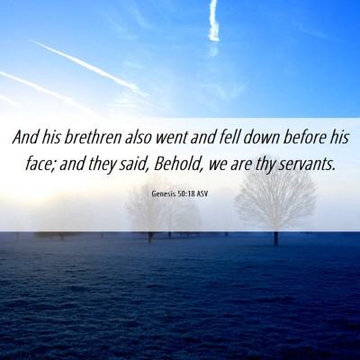 Picture 06 - Genesis 50:18 ASV - And his brethren also went and fell down before - Bible Verse Picture