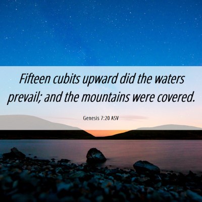 Picture 06 - Genesis 7:20 ASV - Fifteen cubits upward did the waters prevail; and - Bible Verse Picture