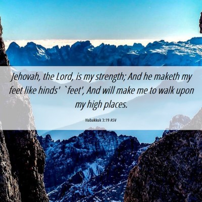 Picture 06 - Habakkuk 3:19 ASV - Jehovah, the Lord, is my strength; And he maketh - Bible Verse Picture