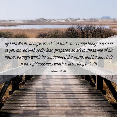 Picture 06 - Hebrews 11:7 ASV - By faith Noah, being warned `of God' concerning - Bible Verse Picture