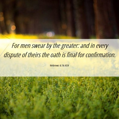 Picture 06 - Hebrews 6:16 ASV - For men swear by the greater: and in every - Bible Verse Picture
