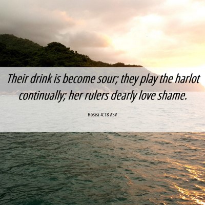 Picture 06 - Hosea 4:18 ASV - Their drink is become sour; they play the harlot - Bible Verse Picture