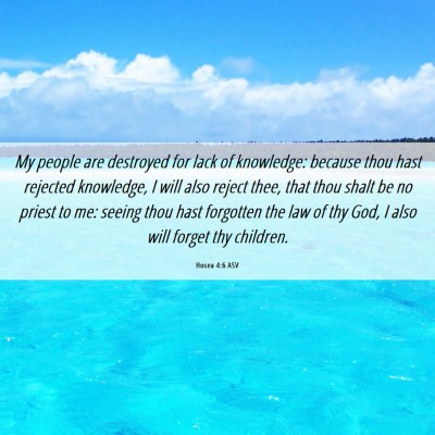 Picture 06 - Hosea 4:6 ASV - My people are destroyed for lack of knowledge: - Bible Verse Picture