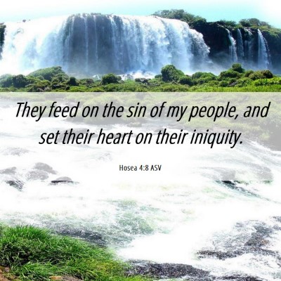 Picture 06 - Hosea 4:8 ASV - They feed on the sin of my people, and set their - Bible Verse Picture
