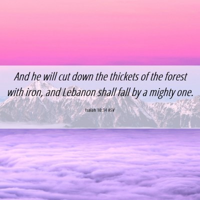 Picture 06 - Isaiah 10:34 ASV - And he will cut down the thickets of the forest - Bible Verse Picture