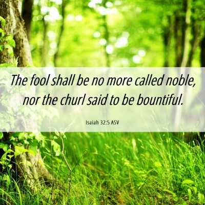 Picture 06 - Isaiah 32:5 ASV - The fool shall be no more called noble, nor the - Bible Verse Picture