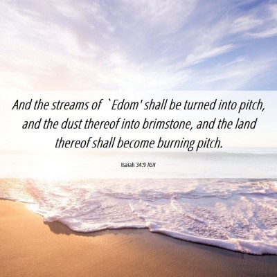Picture 06 - Isaiah 34:9 ASV - And the streams of `Edom' shall be turned into - Bible Verse Picture