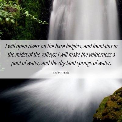 Picture 06 - Isaiah 41:18 ASV - I will open rivers on the bare heights, and - Bible Verse Picture