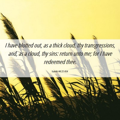 Picture 06 - Isaiah 44:22 ASV - I have blotted out, as a thick cloud, thy - Bible Verse Picture
