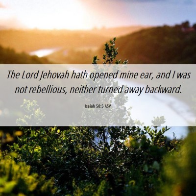 Picture 06 - Isaiah 50:5 ASV - The Lord Jehovah hath opened mine ear, and I was - Bible Verse Picture