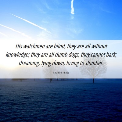 Picture 06 - Isaiah 56:10 ASV - His watchmen are blind, they are all without - Bible Verse Picture