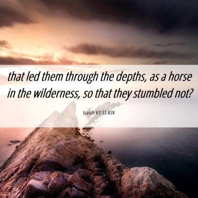 Picture 06 - Isaiah 63:13 ASV - that led them through the depths, as a horse in - Bible Verse Picture