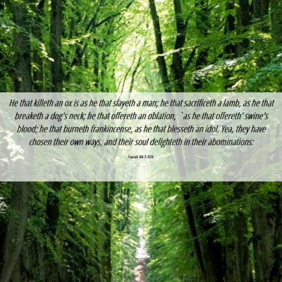 Picture 06 - Isaiah 66:3 ASV - He that killeth an ox is as he that slayeth a - Bible Verse Picture