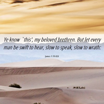 Picture 06 - James 1:19 ASV - Ye know `this', my beloved brethren. But let - Bible Verse Picture