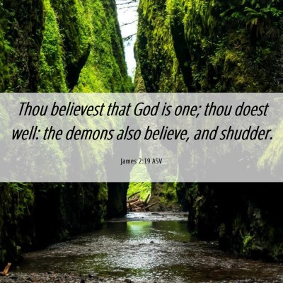 Picture 06 - James 2:19 ASV - Thou believest that God is one; thou doest well: - Bible Verse Picture