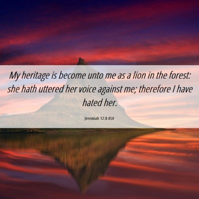 Picture 06 - Jeremiah 12:8 ASV - My heritage is become unto me as a lion in the - Bible Verse Picture