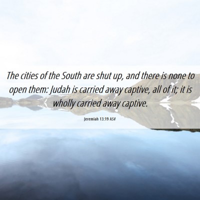 Picture 06 - Jeremiah 13:19 ASV - The cities of the South are shut up, and there is - Bible Verse Picture