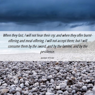 Picture 06 - Jeremiah 14:12 ASV - When they fast, I will not hear their cry; and - Bible Verse Picture