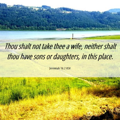 Picture 06 - Jeremiah 16:2 ASV - Thou shalt not take thee a wife, neither shalt - Bible Verse Picture