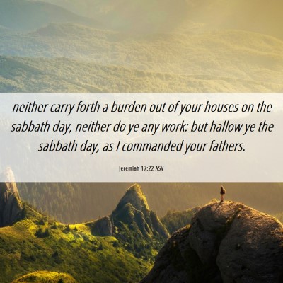 Picture 06 - Jeremiah 17:22 ASV - neither carry forth a burden out of your houses - Bible Verse Picture