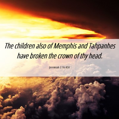Picture 06 - Jeremiah 2:16 ASV - The children also of Memphis and Tahpanhes have - Bible Verse Picture